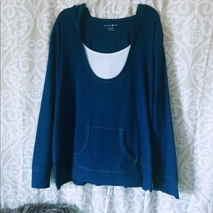 Fashion Bug blue and white hooded sweatshirt